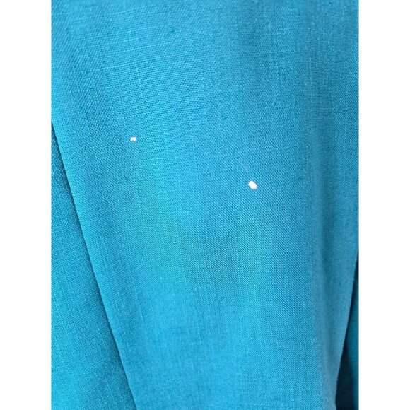 Vintage Blue Open Front Linen Blend Career Blazer - Picture 4 of 15